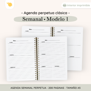 Agenda perpetua - Semanal - Clasica - Modelo 1