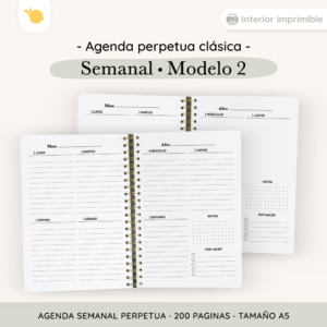 Agenda perpetua - Semanal - Clasica - Modelo 2