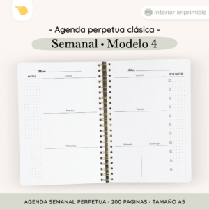 Agenda perpetua - Semanal - Clasica - Modelo 4