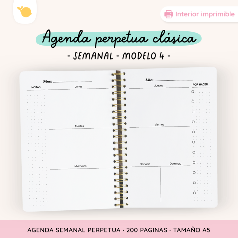 Agenda Perpetua – Semanal – Clasica – Modelo 1 – Ni Chicha Ni Limonada