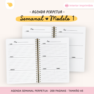 Agenda perpetua - Semanal - Modelo 1