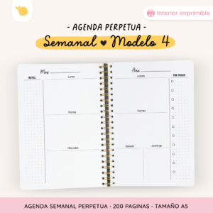 Agenda perpetua - Semanal - Modelo 4