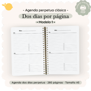 Agenda perpetua - 2 dias por página - Clasica - Modelo 1