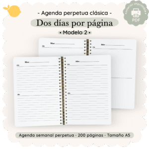 Agenda perpetua - 2 dias por página - Clasica - Modelo 2