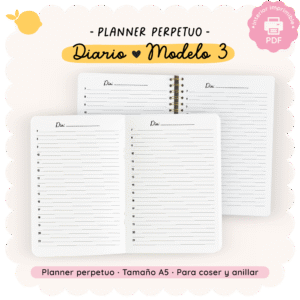 Planner perpetuo - Diario - Para imprimir - Modelo 3
