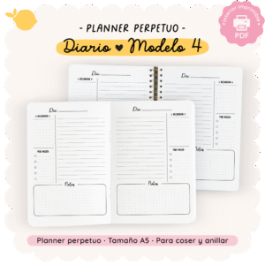Planner perpetuo - Diario - Para imprimir - Modelo 4