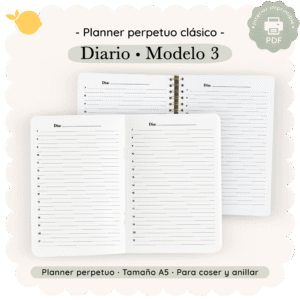Planner perpetuo - Diario - Clásico - Para imprimir - Modelo 3