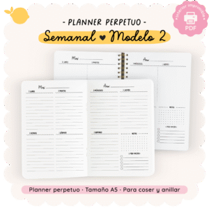 Planner perpetuo - Semanal - Para imprimir - Modelo 2