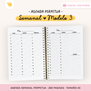 Agenda perpetua - Semanal - Modelo 3