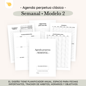 Agenda perpetua - Semanal - Clasica - Modelo 2