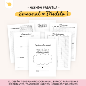 Agenda perpetua - Semanal - Modelo 1