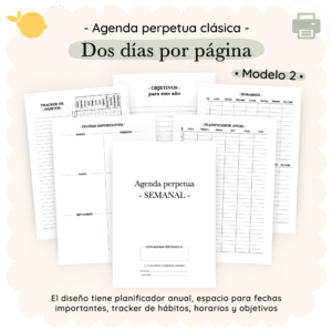 Agenda perpetua - 2 dias por página - Clasica - Modelo 2