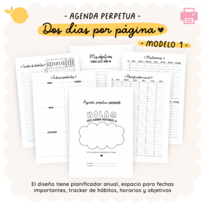 Agenda perpetua - 2 dias por pagina - Modelo 1
