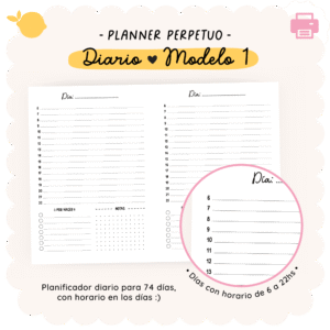 Planner perpetuo - Diario - Para imprimir - Modelo 1