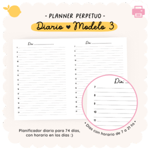 Planner perpetuo - Diario - Para imprimir - Modelo 3