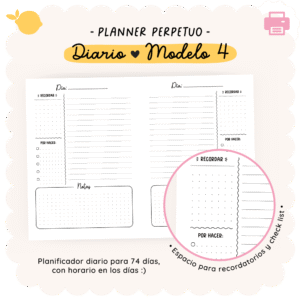 Planner perpetuo - Diario - Para imprimir - Modelo 4