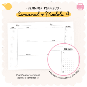 Planner perpetuo - Semanal - Para imprimir - Modelo 4