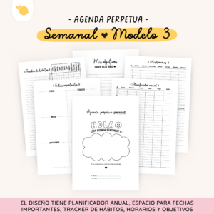 Agenda perpetua - Semanal - Modelo 3