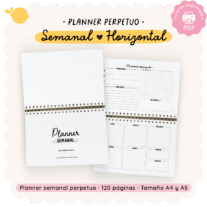 Planner perpetuo - Semanal - Para imprimir - Horizontal