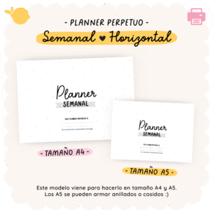 Planner perpetuo - Semanal - Para imprimir - Horizontal