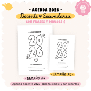 Agenda 2026 - Docente - Secundaria - Con ilustraciones