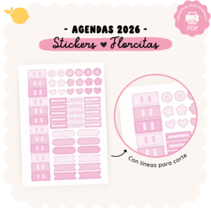 Stickers - Florcitas - Para imprimir, con líneas de corte - 2026