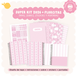Kit florcitas - Para imprimir - Tapas, sobre, portadas para meses y stickers 2026