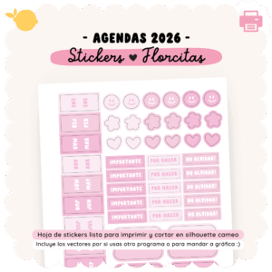 Stickers - Florcitas - Para imprimir, con líneas de corte - 2026
