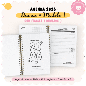 Agenda 2026 - Diaria - Modelo 1 - Con frases e ilustraciones