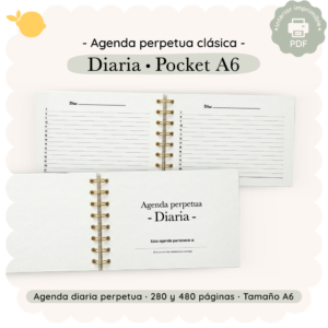 Agenda perpetua - Clásica - Diaria - Pocket A6