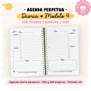 Agenda perpetua - Con frases e ilustraciones M26 - Diaria - Modelo 4
