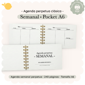 Agenda perpetua - Clásica - Semanal - Pocket A6