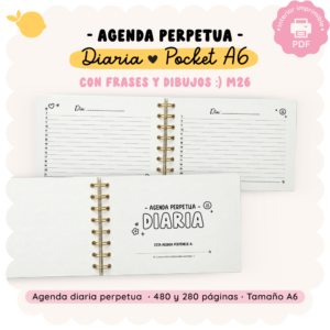Agenda perpetua - Con frases e ilustraciones M26 - Diaria - Pocket A6