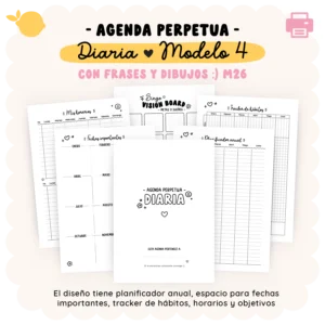 Agenda perpetua - Con frases e ilustraciones M26 - Diaria - Modelo 4