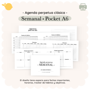 Agenda perpetua - Clásica - Semanal - Pocket A6
