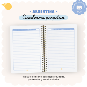 Cuaderno perpetuo - Rayado, punteado y cuadriculado - A6, A5 y A4 - Colección Argentina