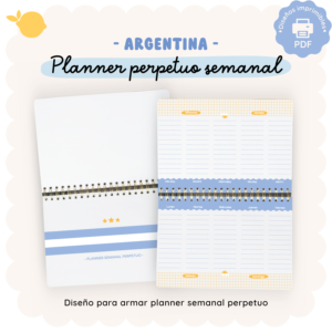 Planner semanal perpetuo - A6, A5 y A4 - Colección Argentina