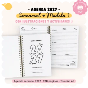 Agenda 2027 - Semanal - Modelo 1 - Con actividades e ilustraciones