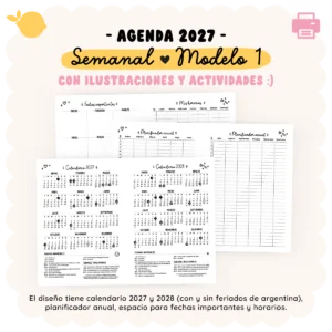 Agenda 2027 - Semanal - Modelo 1 - Con actividades e ilustraciones