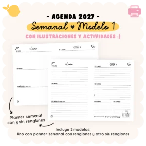 Agenda 2027 - Semanal - Modelo 1 - Con actividades e ilustraciones