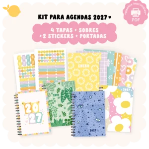 Kit para agendas 2027 - 4 diseños de tapa + sobres + 2 stickers + portadas
