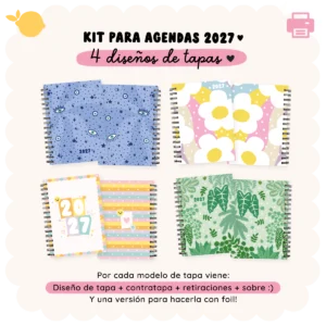 Kit para agendas 2027 - 4 diseños de tapa + sobres + 2 stickers + portadas